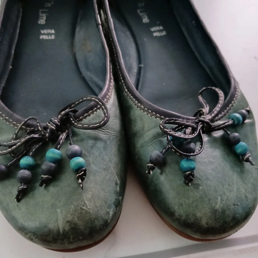 Lemon N Lime Shoe Flats Green Bow Beads Size 9 Romania Casual - Picture 3 of 12